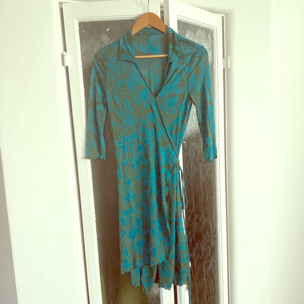 Vintage dress, beautiful, green and aqua